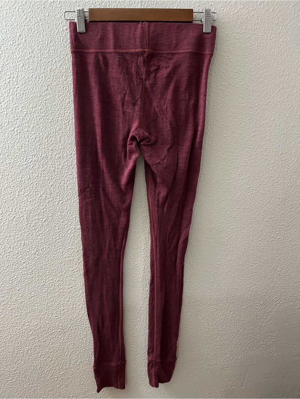 Woolx Avery Leggings 100% Australian Merino Wool Base Layer Burgundy Small - Picture 5 of 8